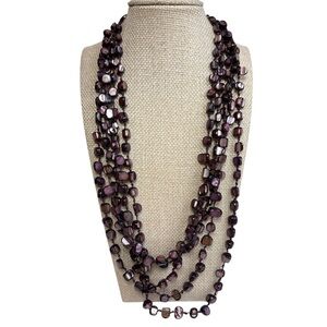 Elegant Purple Mother of Pearl Shell Layered Necklace